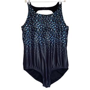 NWT Swimsuits For All High-Neck One Piece Black Confetti Women's Plus Size 30